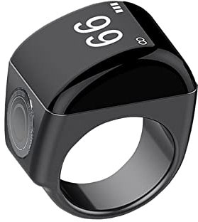 Wiederaufladbarer Tasbih Tally Clicker, Smart OLED Display Tasbih Ring, Islamischer Ring Counter Gebetserinnerung, Tasbih Counter Prayer Smart Rings, 22mm, Schwarz