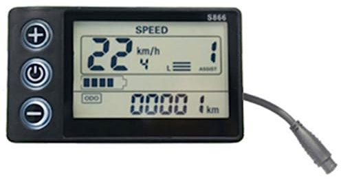 Hatem 24V 36V 48V 60V Wasserdichtes LCD-Display S866 Controller-Panel Armaturenbrett Elektrofahrrad-Display für Elektroroller (6 Polig)