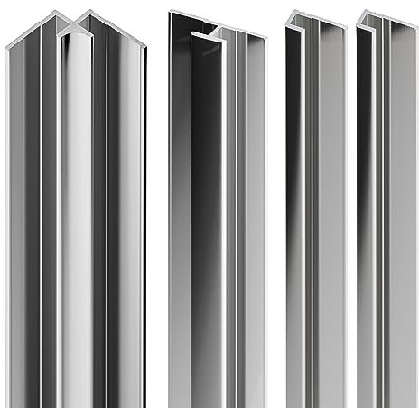 Schulte pack de 4 profilés à 210 cm: 2 profilés de finition + 1 profilé d'angle intérieur + 1 profilé d'extension, aspect chromé, pour panneau mural de salle de bains DécoDesign, revêtement douche