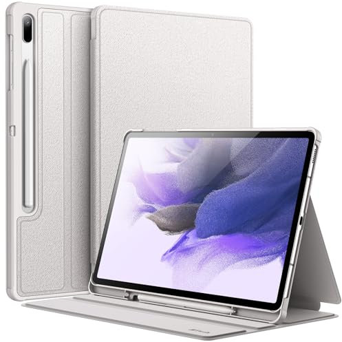 JETech Funda para Samsung Galaxy Tab S8 Plus 2022 / S7 FE 2021 / S7 Plus 2020 12,4 Pulgadas con S Pen Soporte, Slim Folio Protectora Tablet Carcasa, Múltiples Ángulo de Visión (Plata)