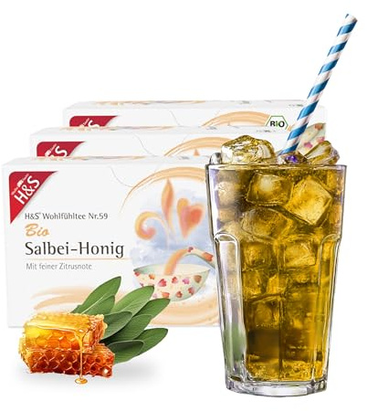 H&S Bio Salbei-Honig Tee, 3 x 20 Beutel (à 2,0 g): Sanft zitronig, süß-honigartige Teemischung, 3er Pack
