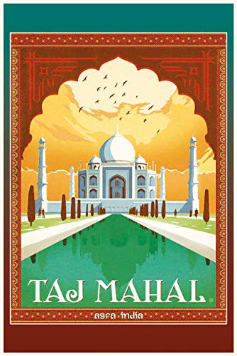 Ontrada Blechschild 30x40cm gewölbt Urlaub Plakat Taj Mahal India Indien Schild