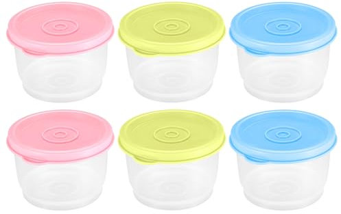 Reusable Plastic Food Storage Containers, 6 Pcs 5.4 OZ Salad Dressing Container To Go, Small Condiment Containers with Lids, Stackable Leak proof Sauce Containers for Lunch Box, Food Prep