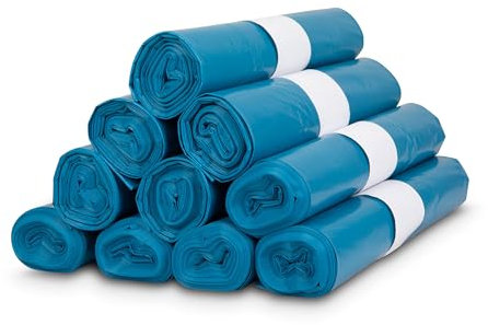 TONECO Profi Müllsäcke 100 Stück Extra Starke Abfallsäcke - 70 cm x 110 cm - Blaue Müllbeutel 120L - 10 Rollen - super stabil - 100% recycelte Folie (10)