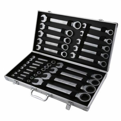 OUBUBY Juego de llaves de carraca de 22 piezas, 6 – 32 mm, juego de llaves ajustables, llaves de carraca portátiles, llaves combinadas, llaves combinadas, llaves de boca fija