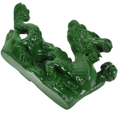 Cabilock Statue De Dragon Chinois en Bois Figurine De Dragon du Sculptée De Couleur Jade Vert 2024 Année De La Décoration De Statue De Dragon pour La Richesse De Chance
