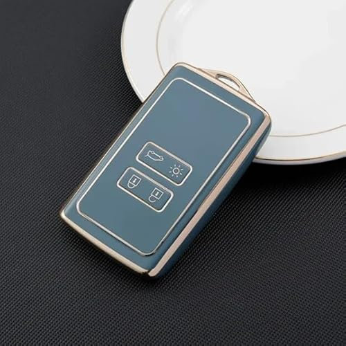 Glossy TPU Key Shell Cover Compatible with Renault Clio V Megane IV Grand Scenic Scenic Kadjar Captur Koleos Dacia Duster 2018> 4 Buttons Car Remote Control Protection Case Golden (Grey - Gold)
