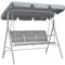 Outsunny 3 Seater Swing Chair, Garden Swing Bench with Adjustable Tilting Canopy, Breathable Mesh Seat and Heavy Duty Metal Frame for Patio, Yard, Light Grey