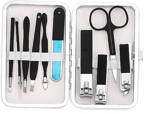 Ipetboom 1 Juego Juego de uñas hombre kit de limpieza de uñas stainless steel cuidado de uñas juegos de uñas kit de manicura herramienta de manicura pedicura cosmético suite PU