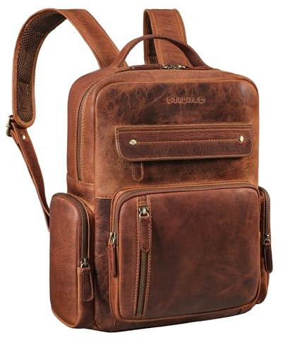 STILORD 'Blaze' Vintage Leder Rucksack Herren Damen Groß - Daypack Backpack Tagesrucksack Echtleder viele Fächer für Uni Schule Arbeit Büro Freizeit Reise Handgepäck