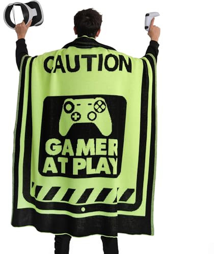 Dalisa Neon 'Gamer at Play' Strickdecke 130x170 cm Neon Gelb, Kuscheldecke aus weichem Acrylgarn