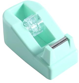 Tejpdispenser, påfyllningsbar genomskinlig tejprulleskärare 18 x 20 mm klibbig tejpdispenser för skola, hem och kontor (grön)