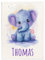 Pictogogo Personalisierte Babydecke mit Namen und Datum - Kuschelige Meilensteindecke aus Minky-Fleece, Ideal als Geburtsgeschenk (Elefant)