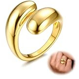 Diamday Ringe Gold für Damen 14K Vergoldete Chunky Ring Offen Daumenring Stapelbare Fingerring Gold Ring Wasserfest Chunky Dick Gold Ringe Damen