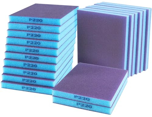 18pcs Sanding Sponge 220 grit Soft Sanding Block Washable and Reusable, Double-Sided Sponge Sanding Blocks Wet Dry Sandpaper Pad for Wood Metal FurniturePaint