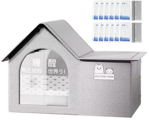 Dog House With Ac, Air Conditioned Dog House, Outdoor Dog House, Waterproof Pet PVC Dog House For Small Medium Dogs Insulated Puppy Shelter Kennel Crate With Air Vents And Elevated Floor