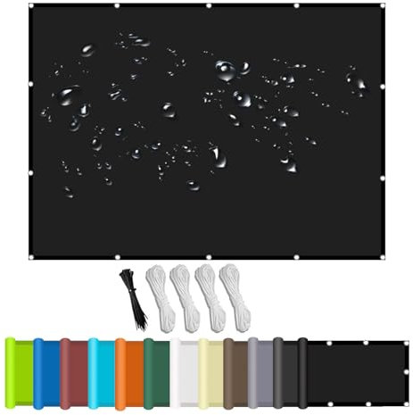 Sonnensegel Wasserdicht Rechteckig mit ösen, Viele Größe und Farben, 95% UV-Schutz und Wind,160g/m²,100% Polyester,für Garten Innenhof Outdoor Terrasse Balkon Schwarz 1x1.2m