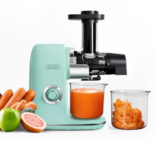 Hazel Quinn Masticating Juicer - Kaltpresse Slow Juicer für Obst und Gemüse, BPA Frei Entsafter, Leicht zu reinigen, 2-Gang-Steuerung, Umkehrfunktion, Leiser Betrieb, Spülmaschinenfest