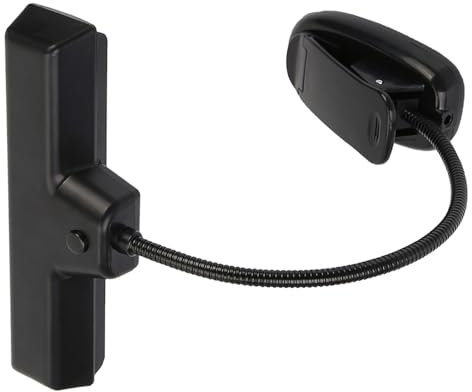360°-Clip-On-Lampe, LED-Notenpultleuchte mit Flexiblem Schwanenhals, Hohe Helligkeit, Zum Arbeiten, Nachtlesen, Schwarz