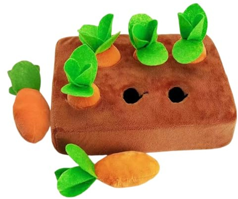 Karotten Hundespielzeug - Mit 6/8 Plüschkarotte | Karottenfarm Hundespielzeug | Interaktives Spielzeug Plüsch Karotte | Hunde Katzen Gemüse Kauspielzeug Schnüffelmatte | Haustier Puzzle Spiel