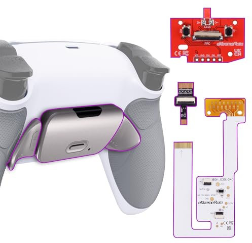 eXtremeRate Rise V3 Metall Remap Kit für ps5 Controller BDM-030/040/050, Upgrade Board & Gummiert Griff Rückseite Gehäuse & Metal Back Paddles Umbau Set für ps5-Weiß Grau