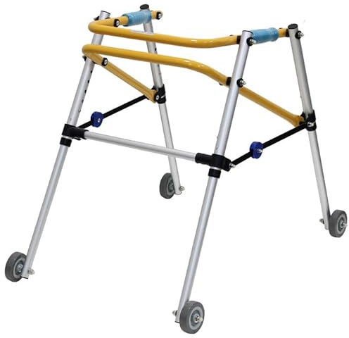 BUBANDI Rollator-Gehhilfe mit 4 Rädern, klappbares Gehgestell, höhenverstellbar, Kinder-Rehabilitationsgestell,M