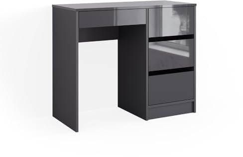 Vicco Schreibtisch Sherry, Anthrazit Hochglanz, 90 x 40 cm mit Schubladen
