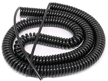 Espiral enrollada Cable eléctrico de cobre puro de 4 núcleos, cable de alimentación telescópico negro extensible, cable espiral con resorte Alambre de tensión(5 meters)
