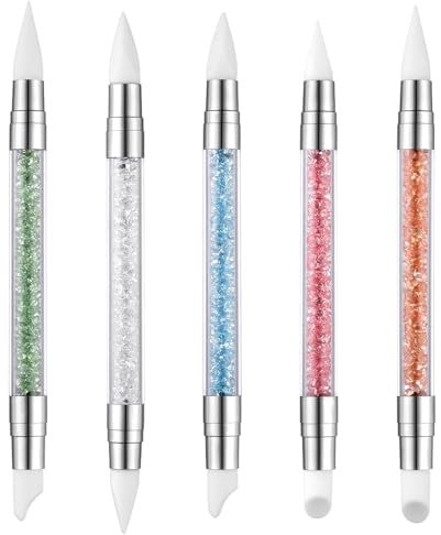 HonGien 5pcs Silikon Nagel Pinsel Gel Carving Brush Double Heads DIY Manicure Tool Silicone Nail Brush Nagel Kunst Pinsel Doppel Köpfe DIY Maniküre Werkzeug