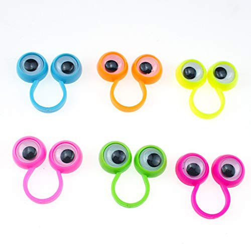 Riiichflowshop 50 Pcs/Set Eye Finger Puppets Googly Eyes Rings Cartoon Finger Rings Eyeball Kit Party Favors Gift for Kid Boy Girl Alloy