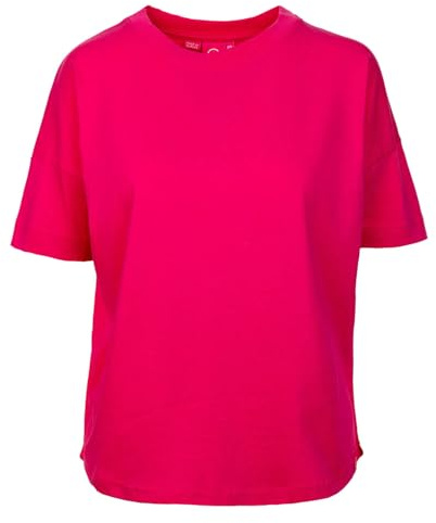 Salzhaut Damen T-Shirt Leev Unifarben - Sommershirt mit Rundhalsausschnitt in Pink Größe XXL