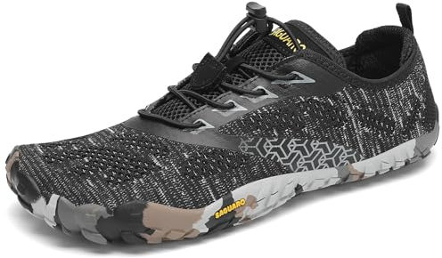 SAGUARO Hombre Mujer Zapatillas Barefoot Minimalistas Calzado de Training Ligeras Cmodas para Caminar Senderismo Ciclismo Trail Running Trekking Playa Agua, Negro Tinta, 46 EU