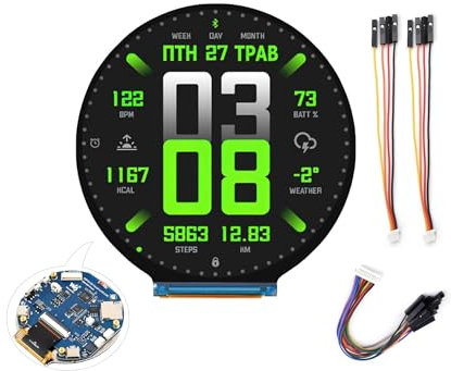 ESP32-S3 7,1 cm (2,8 Zoll) rundes Display-Entwicklungsplatine, IPS-Display mit 480 x 480 Auflösung, 32-Bit LX7 Dual-Core-Prozessor, ESP32 mit Display, unterstützt WFi & BLE