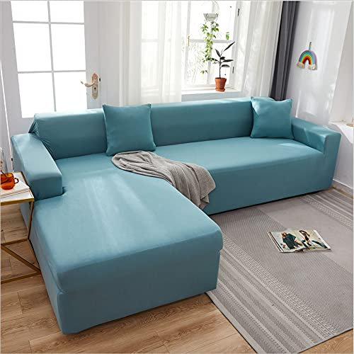 Lake Blue 5-Sitzer-Sofabezug für Ledercouch, Eckcouch, Schutz mit Chaiselonge, passend für 305360 cm, stilvoller und langlebiger Möbelschonbezug