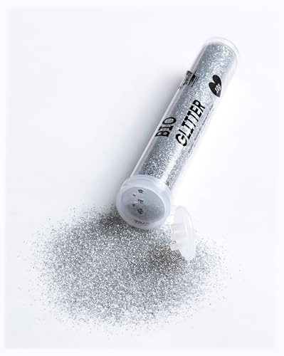 folia Bio-Glitter bunte Farbauswahl 10g umweltfreundlicher Glitzer nachhaltiges Bastelmaterial Dekorieren biologisch abbaubarer Kunststoff feine Körnung Silber