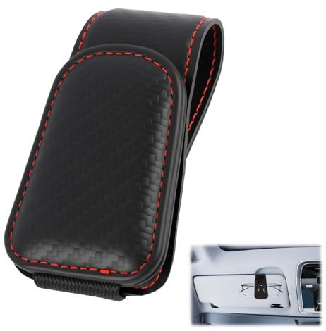 Magnetic Leather Glasses Holder for Car Sun Visor - Multifunctional Clip for Sunglasses, Car Glasses Holder, Tickets and Cards - Stylish Carbon Design, Universal Sunglasses Holders for Car Visor