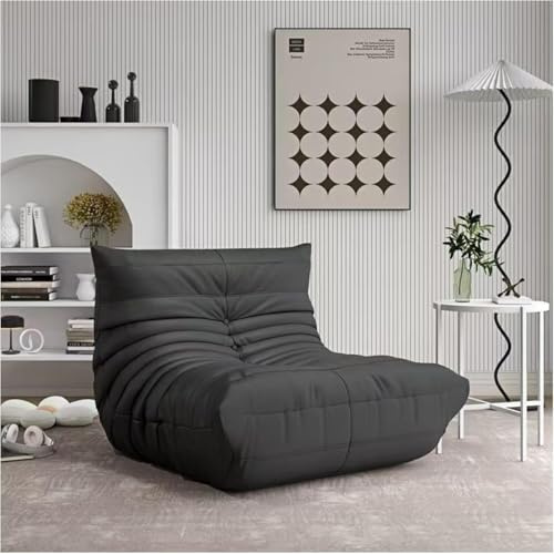 JiyYoar Togo Sofa Sessel, Schaumstoff-Sitzsack, Komprimierbar, Loungesessel für Meditation, Zuhause und Büro, Hochdichter Memory-Schaum, Ergonomisches Design, Schwarz, 80x90x70 cm