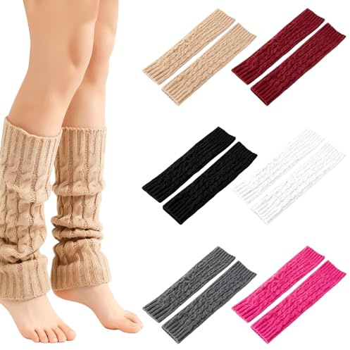 GAOUTO 6 Paar Stulpen Damen Set, Beinstulpen Gestrickt Winter Dicke, Leg Warmers Beinwärmer Knöchelwärmer, Lange Beinwärmer Stiefel Socken für Frauen Mädchen, Stricken Legwarmers für Winterwärmer