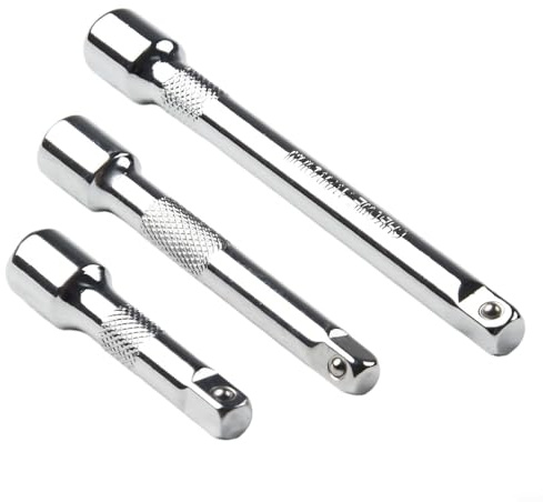 Zilimontt 1/4 Inch Chrome Vanadium Steel Extension Bar Set for for Socket Wrench, 3 Piece Ratchet Adapter Accessories in 50mm, 75mm and 100mm Lengths, Resistant