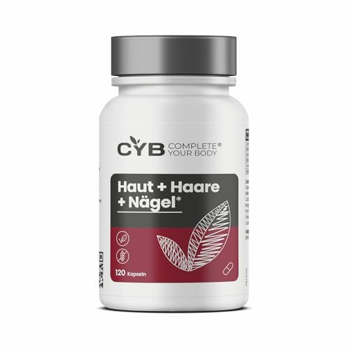 CYB Haut Haare Nägel Kapseln – Mit Vitamin C, B1, B2, B12, Biotin, Folsäure, Niacin, Pantothensäure, Kupfer & Zink – Hochdosierte Formel für Haut, Haare & Nägel – 120 Kapseln