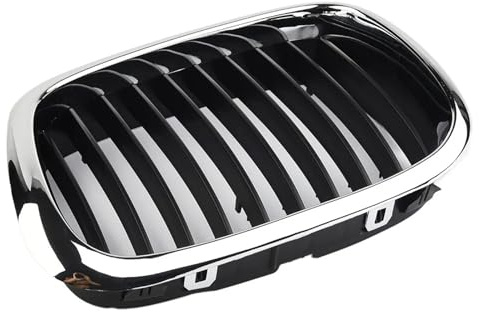 Sport KüHlergrill,KüHlergrill Schwarz 1pc Front Chrom Schwarz Grille Grill Passend für BMW 5 Series E39 1998-2003 Sedan520d/520i/523i/525d/525i/525td/528i/540i/540ip/M5
