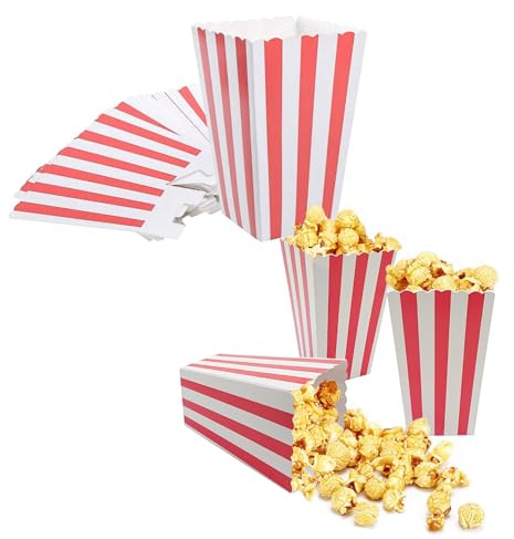 50 Pcs Boîtes à Popcorn, Sachet Pop Corn en Papier, Bonbons Boîtes, Boîtes à Popcorn en Carton pour Fête, Anniversaires, Soirées Cinéma,Collations, Frites (9 x 7 x 16 cm)