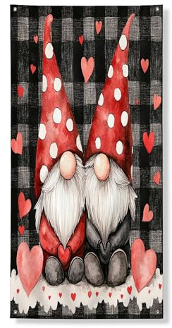 Farmhouse Valentinstag Zwerg Außentürabdeckung 91,4 x 183,9 cm, Country Plaid Love Heart House Front Back Door Banner Eingang Ausgang Dekor Urlaub gedruckt Home Indoor Veranda Dekorationen