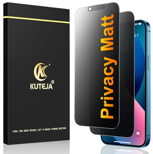 Kuteja Matt Panzerglas Sichtschutz für iPhone 14/13/13 Pro [2 Stück], 9H Härte Anti Spähen Full Screen Matte Schutzfolie, Anti-Fingerabdruck, Blendschutz Privacy Folie