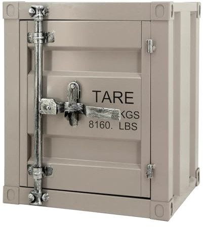 Riess Ambiente Container-Schrank Globetrotter - 49x41x35 cm - ausgefallener Nachttisch in Greige, fertig montiert