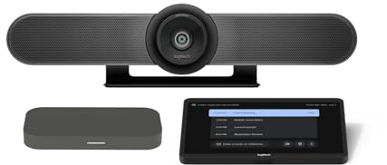 Logitech Room Solutions for Google Meet Up con supporto da parete/supporto integrato, rubinetto + kit CAT5e e unità di elaborazione Google Meet, acquisizione UHD 4K, controller touch da 10,1, 13a