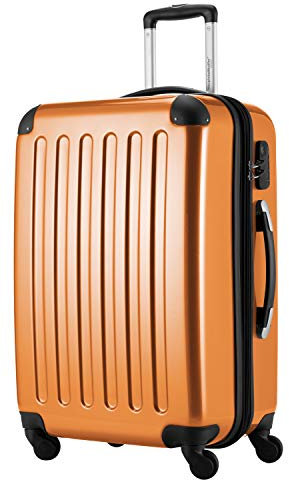 HAUPTSTADTKOFFER Alex - Mittelgroßer Hartschalenkoffer, 4 Rollen, Koffer, Trolley, Rollkoffer, Reisekoffer, Volumenerweiterung, 65 cm, 74 Liter, Orange