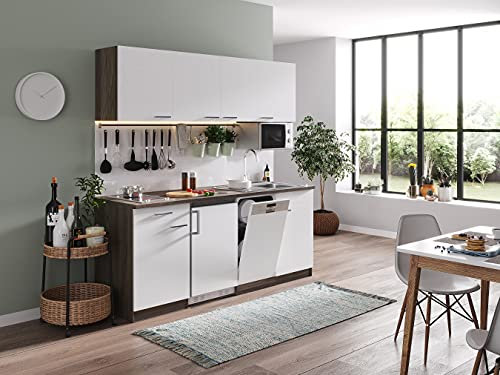Küche Küchenzeile Singleküche Eiche York Weiß Oliver 195 cm Respekta
