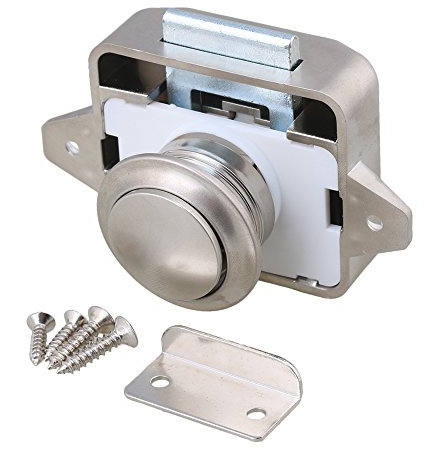 BQLZR Verriegelung mit Knopf für Wohnwagen/-mobil, Boot, Schrank, Tür, 26-mm-Öffnungsloch, schlüssellos verwendbar, Öffnen und Verriegeln durch Drücken, M4171106007