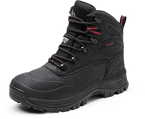 NORTIV 8 Stivali Uomo da Neve Invernali Caldo Stivali Invernali Impermeabili da Trekking All'aperto,Size 43.5,Nero,A0014